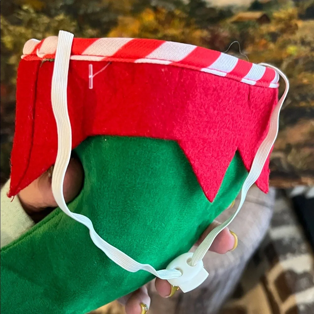 Festive Green, White and Red Pet Elf Hat / Cat